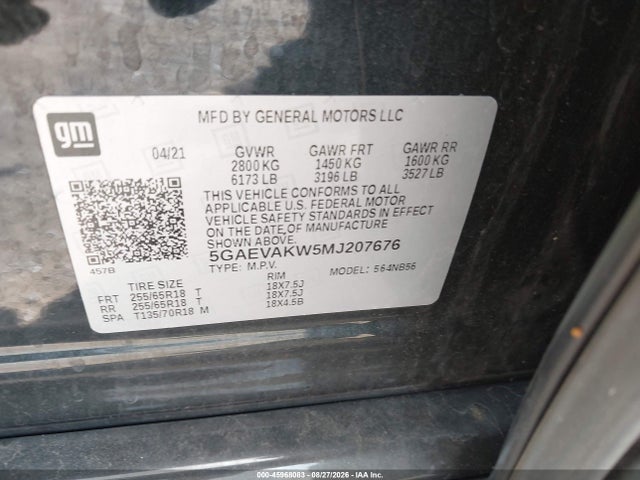 Aukcja sprzedaży 2021 Buick Enclave Awd Essence, vin: 5GAEVAKW5MJ207676, numer aukcji: 45968083