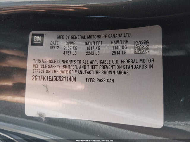 Продажа на аукционе авто 2012 Chevrolet Camaro 2ss, vin: 2G1FK1EJ5C9211404, номер лота: 45968134
