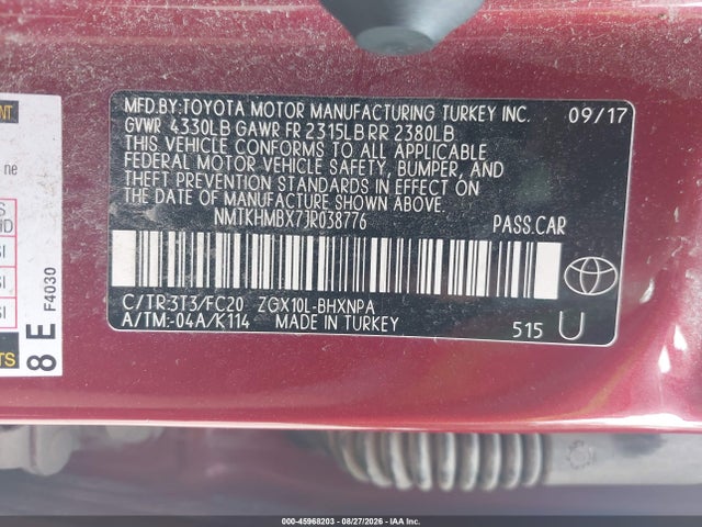 Продажа на аукционе авто 2018 Toyota C-hr Xle, vin: NMTKHMBX7JR038776, номер лота: 45968203