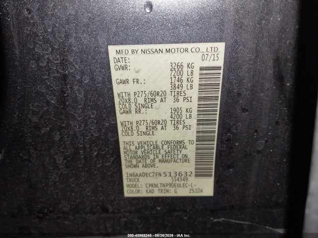 Nissan TITAN SV 2015 1N6AA0EC7FN513632 Image 9