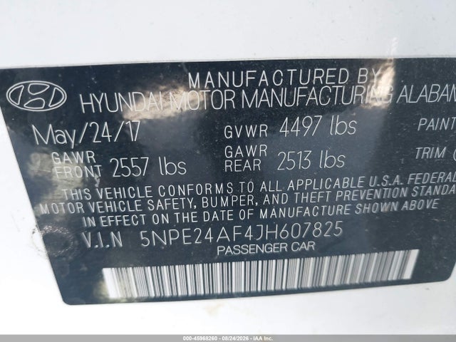 5NPE24AF4JH607825 Hyundai SONATA SE