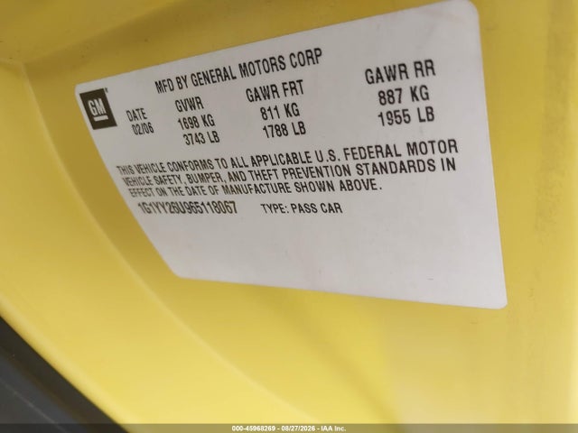 Aukcja sprzedaży 2006 Chevrolet Corvette, vin: 1G1YY26U965118067, numer aukcji: 45968269