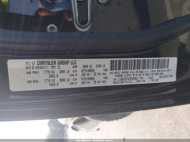 45968336 :رقم المزاد ، 1C6RD7GT4CS294863 vin ، 2012 Ram 1500 مزاد بيع