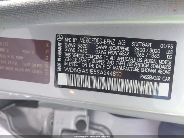 Продажа на аукционе авто 1995 Mercedes-benz S 500, vin: WDBGA51E5SA244810, номер лота: 45968340