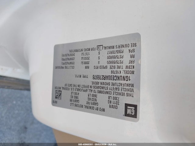 45968351 :رقم المزاد ، 1GNUKCE00AR276978 vin ، 2010 Chevrolet Tahoe Ltz مزاد بيع