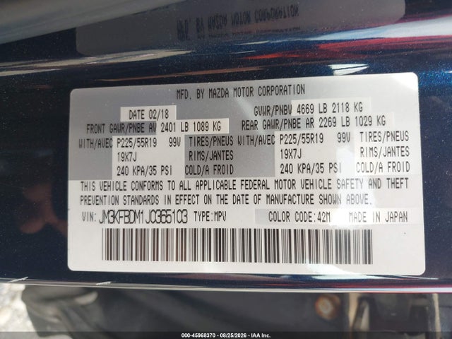 Aukcja sprzedaży 2018 Mazda Cx-5 Grand Touring, vin: JM3KFBDM1J0365103, numer aukcji: 45968370