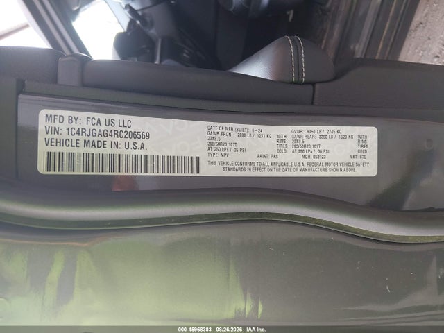 Продажа на аукционе авто 2024 Jeep Grand Cherokee Altitude X 4x2, vin: 1C4RJGAG4RC206569, номер лота: 45968383