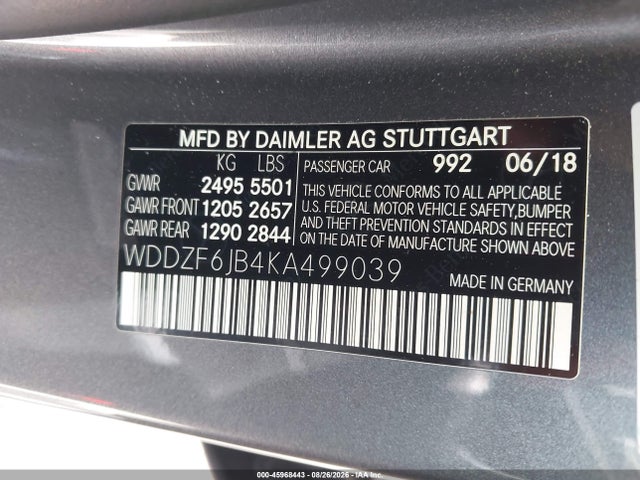 WDDZF6JB4KA499039 Mercedes-Benz E 450 4matic