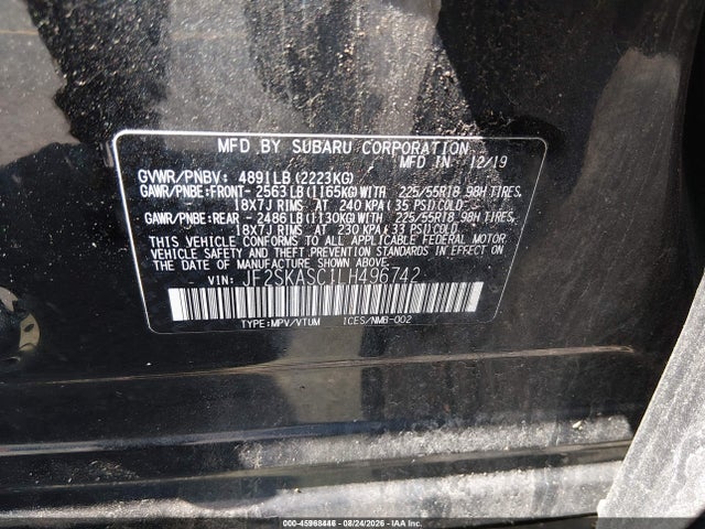 Продажа на аукционе авто 2020 Subaru Forester Limited, vin: JF2SKASC1LH496742, номер лота: 45968446