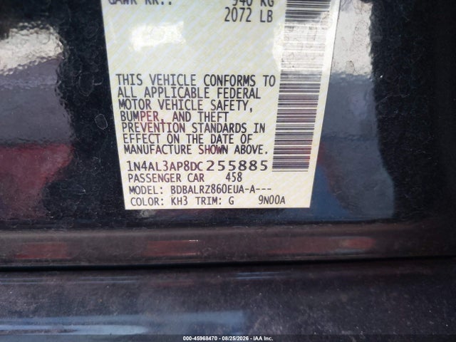 Aukcja sprzedaży 2013 Nissan Altima 2.5 S, vin: 1N4AL3AP8DC255885, numer aukcji: 45968470