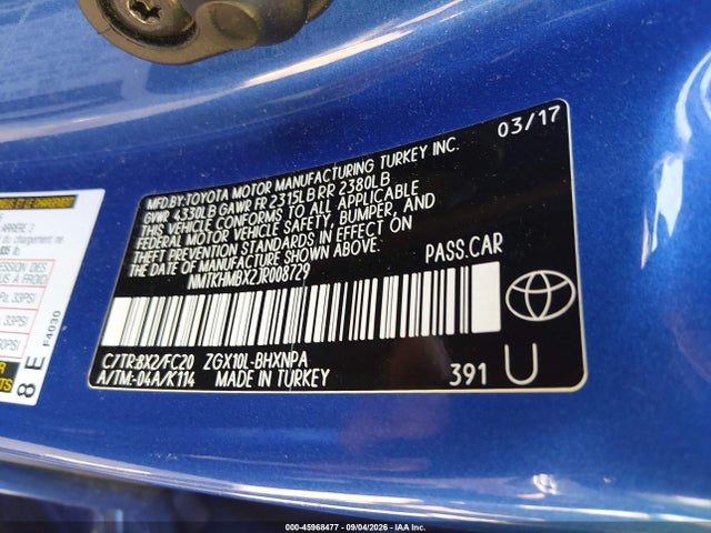 Продажа на аукционе авто 2018 Toyota C-hr Xle Premium, vin: NMTKHMBX2JR008729, номер лота: 45968477