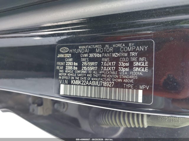 Продажа на аукционе авто 2021 Hyundai Kona Sel, vin: KM8K22AA6MU718927, номер лота: 45968507