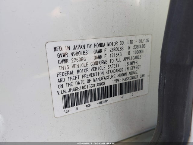Продажа на аукционе авто 2005 Acura Rl 3.5, vin: JH4KB16515C010908, номер лота: 45968576