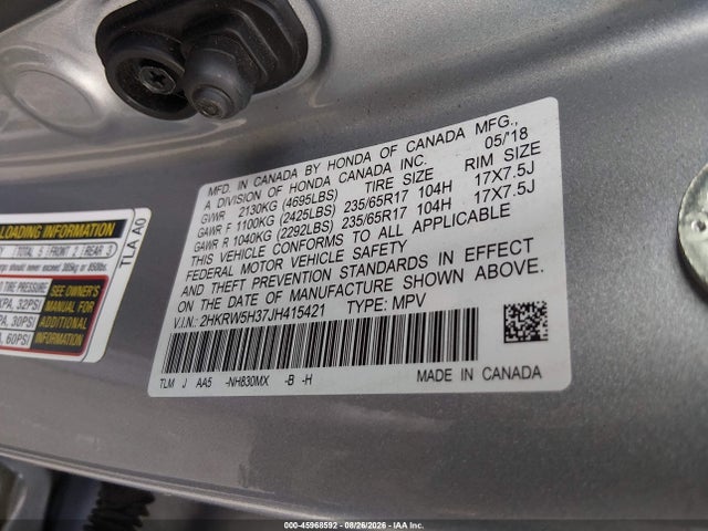 Honda CR-V LX 2018 2HKRW5H37JH415421 Image 9
