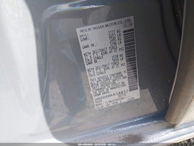 Продажа на аукционе авто 2024 Nissan Frontier Pro-4x 4x4, vin: 1N6ED1EK8RN658852, номер лота: 45968686