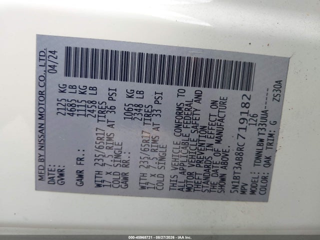 Продаж на аукціоні авто 2024 Nissan Rogue S Intelligent Awd, vin: 5N1BT3AB8RC719182, номер лоту: 45968721