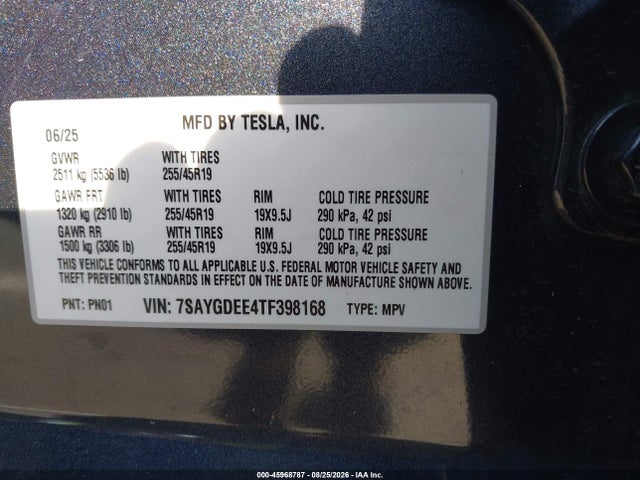 Продажа на аукционе авто 2026 Tesla Model Y All-wheel Drive/long Range Launch Series/premium All-wheel Drive, vin: 7SAYGDEE4TF398168, номер лота: 45968787