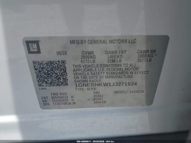 Chevrolet Traverse Lt Leather 2018 1GNERHKW1JJ271924 Image 9