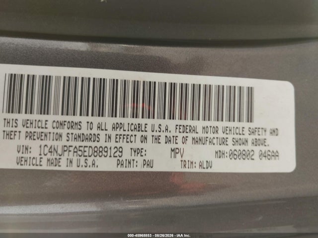 2014 Jeep Patriot High Altitude მანქანა იყიდება აუქციონზე, vin: 1C4NJPFA5ED889129, აუქციონის ნომერი: 45968853
