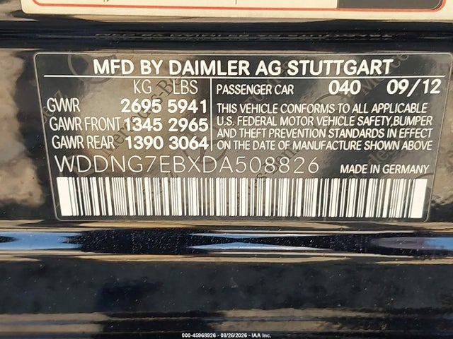 Aukcja sprzedaży 2013 Mercedes-benz S 63 Amg, vin: WDDNG7EBXDA508826, numer aukcji: 45968926
