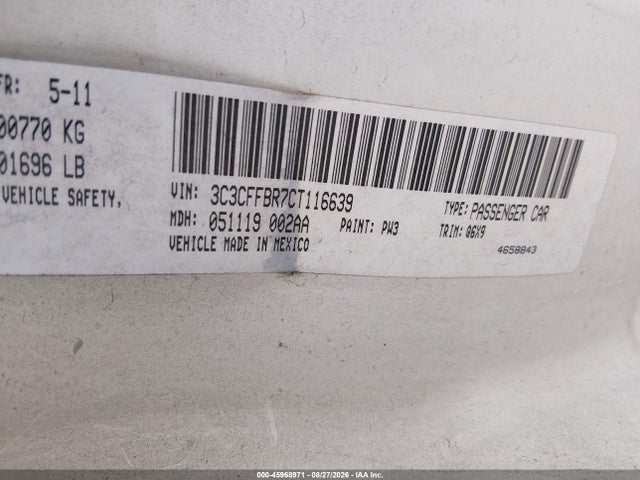 Auction sale of the 2012 Fiat 500 Sport, vin: 3C3CFFBR7CT116639, lot number: 45968971
