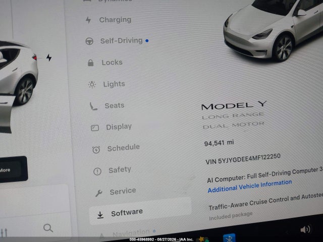 Aukcja sprzedaży 2021 Tesla Model Y Long Range Dual Motor All-wheel Drive, vin: 5YJYGDEE4MF122250, numer aukcji: 45968992