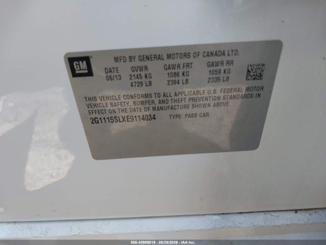 Chevrolet IMPALA 1LT 2014 2G1115SLXE9114034 Image 9