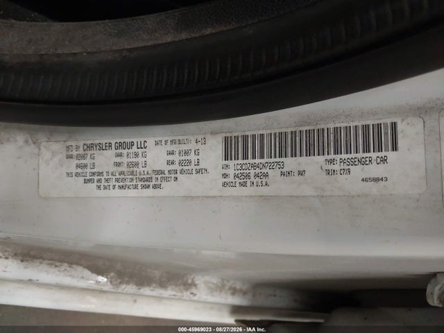 45969023 :رقم المزاد ، 1C3CDZAB4DN722753 vin ، 2013 Dodge Avenger Se مزاد بيع