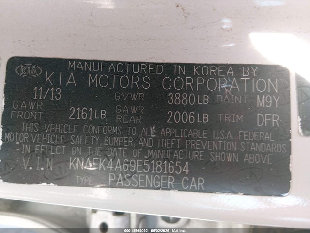 45969092 :رقم المزاد ، KNAFK4A69E5181654 vin ، 2014 Kia Forte Lx مزاد بيع