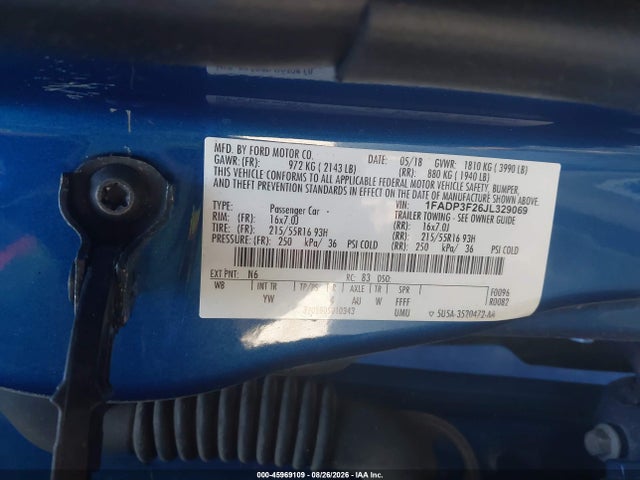 Ford FOCUS SE 2018 1FADP3F26JL329069 Image 9