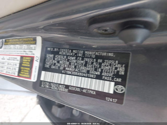 Aukcja sprzedaży 2011 Toyota Avalon Limited, vin: 4T1BK3DBXBU401983, numer aukcji: 45969115
