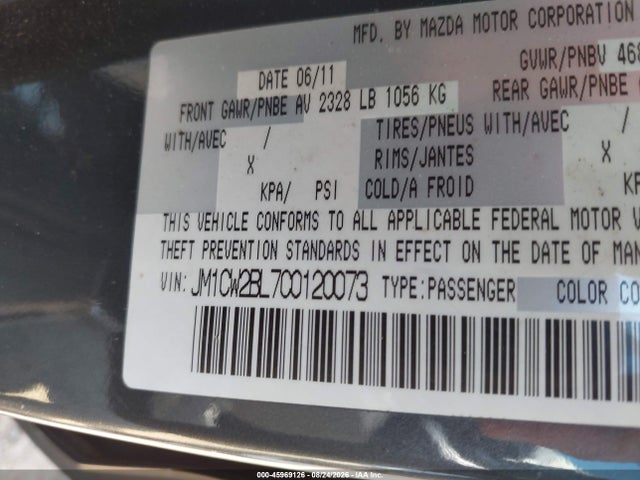 Продажа на аукционе авто 2012 Mazda Mazda5 Sport, vin: JM1CW2BL7C0120073, номер лота: 45969126