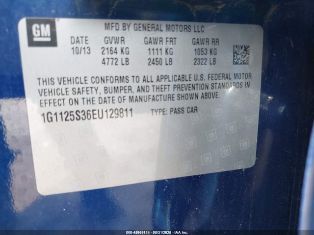 Продажа на аукционе авто 2014 Chevrolet Impala 2lt, vin: 1G1125S36EU129811, номер лота: 45969134