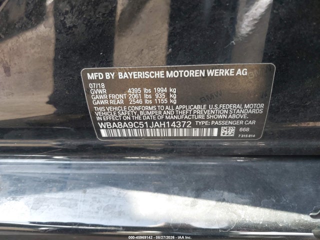 Aukcja sprzedaży 2018 Bmw 320i, vin: WBA8A9C51JAH14372, numer aukcji: 45969142
