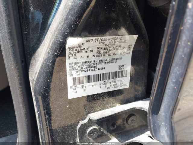 45969164 :رقم المزاد ، 1FT7W2BT1CEC44098 vin ، 2012 Ford F-250 Lariat مزاد بيع