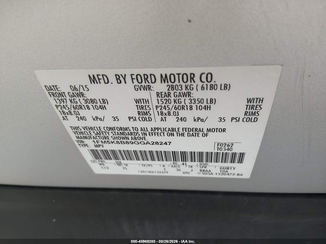 Ford Explorer 2016 1FM5K8B89GGA28247 Image 9