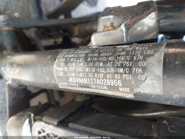 45969298 :رقم المزاد ، JKBVNAN127A028956 vin ، 2007 Kawasaki Vn1500 N1 مزاد بيع