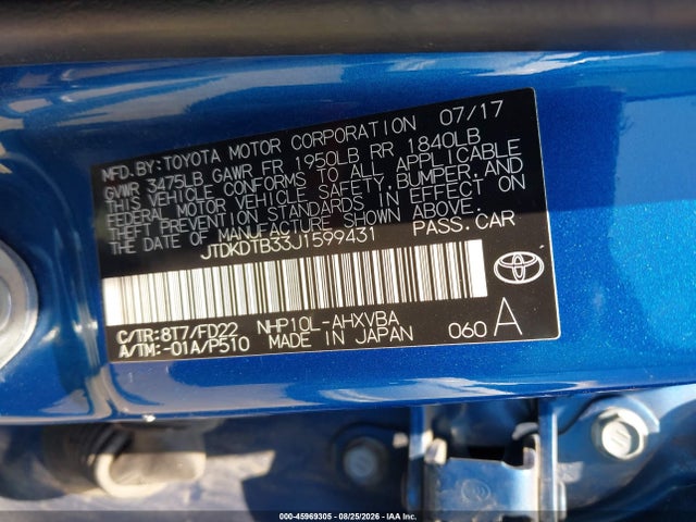 JTDKDTB33J1599431 Toyota Prius C One