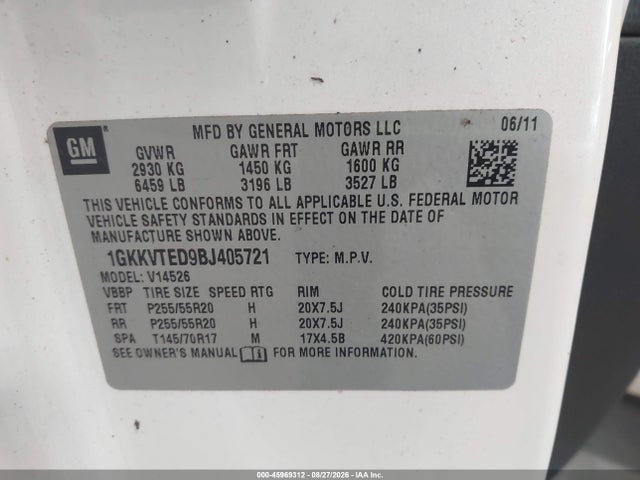 Продажа на аукционе авто 2011 Gmc Acadia Denali, vin: 1GKKVTED9BJ405721, номер лота: 45969312