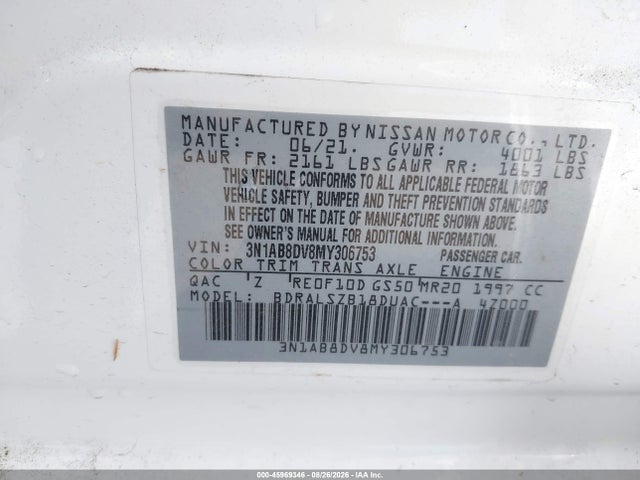 Nissan Sentra Sr Xtronic Cvt 2021 3N1AB8DV8MY306753 Image 9