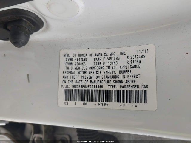 Продаж на аукціоні авто 2014 Honda Accord Ex-l V-6, vin: 1HGCR3F85EA014349, номер лоту: 45969386
