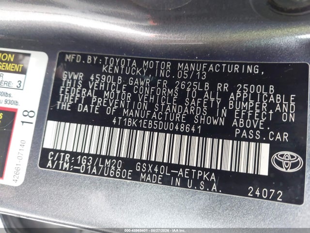 Aukcja sprzedaży 2013 Toyota Avalon Limited, vin: 4T1BK1EB5DU048641, numer aukcji: 45969401