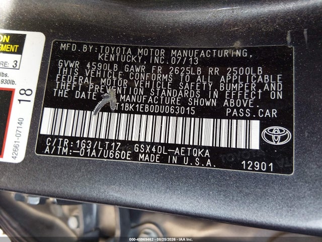 Aukcja sprzedaży 2013 Toyota Avalon Xle Touring, vin: 4T1BK1EB0DU063015, numer aukcji: 45969462