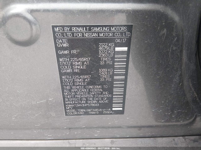 Nissan ROGUE SV 2017 KNMAT2MV3HP578643 Image 9