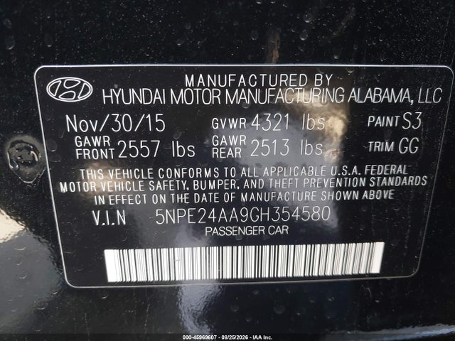 Hyundai SONATA ECO 2016 5NPE24AA9GH354580 Image 9