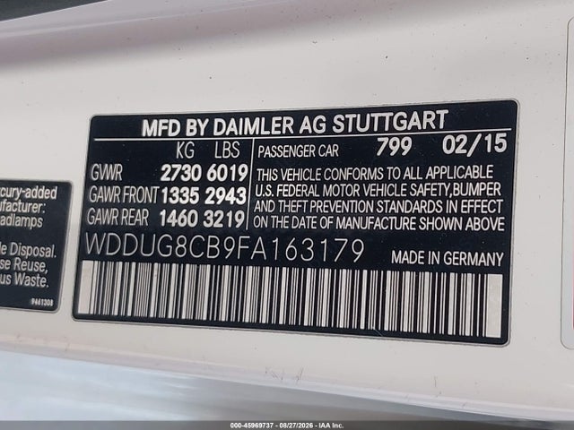 Продаж на аукціоні авто 2015 Mercedes-benz S 550, vin: WDDUG8CB9FA163179, номер лоту: 45969737