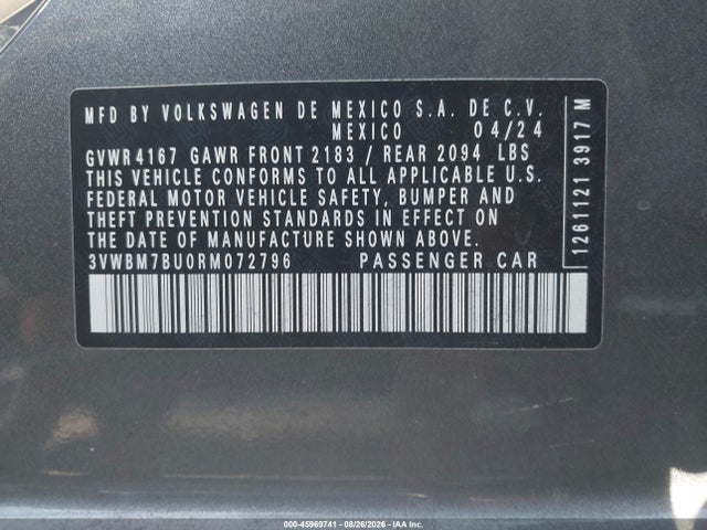 Продаж на аукціоні авто 2024 Volkswagen Jetta 1.5t Sport, vin: 3VWBM7BU0RM072796, номер лоту: 45969741