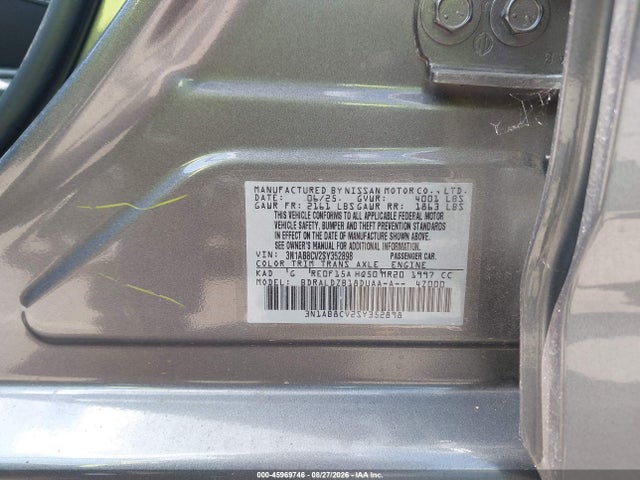 45969746 :رقم المزاد ، 3N1AB8CV2SY352898 vin ، 2025 Nissan Sentra Sv مزاد بيع