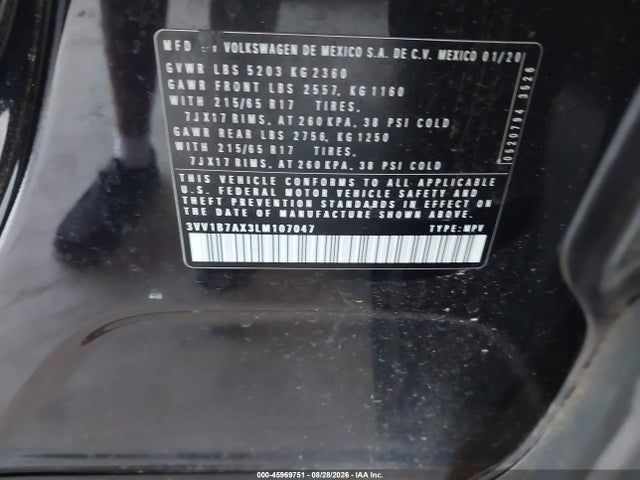45969751 :رقم المزاد ، 3VV1B7AX3LM107047 vin ، 2020 Volkswagen Tiguan 2.0t S مزاد بيع