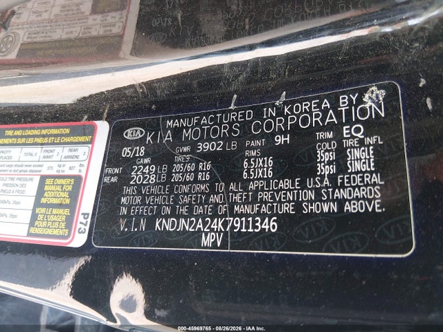 Aukcja sprzedaży 2019 Kia Soul, vin: KNDJN2A24K7911346, numer aukcji: 45969765